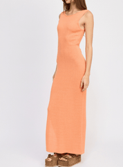 Orange Crochet Maxi Dress with Back Tie Detail