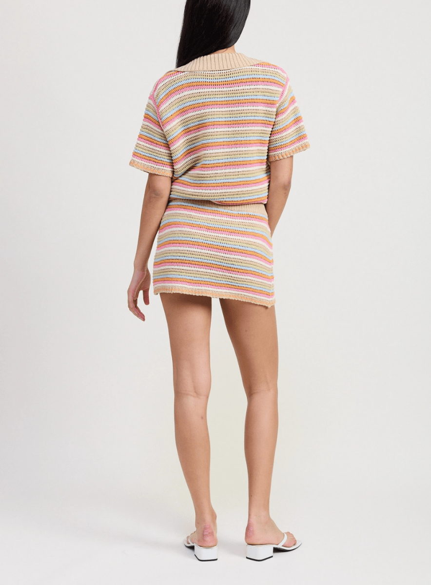 Oversized Crochet Button Up Shirt | Tangerine Multi