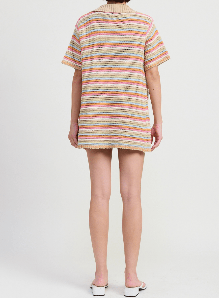 Oversized Crochet Button Up Shirt | Tangerine Multi