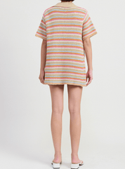 Oversized Crochet Button Up Shirt | Tangerine Multi