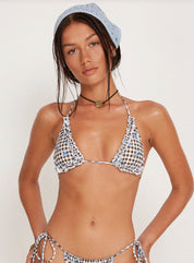 Pandya Bikini Top In Floral Gingham Brown - Highly Praise
