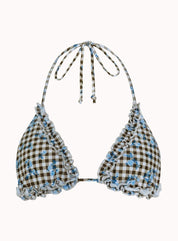 Pandya Bikini Top In Floral Gingham Brown - Highly Praise