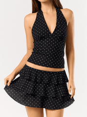Polka Dot Ruffle Mini Skort