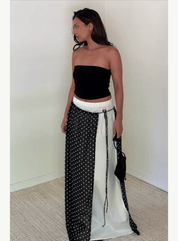 Polka Dot Tie Waist Chiffon Maxi Skirt