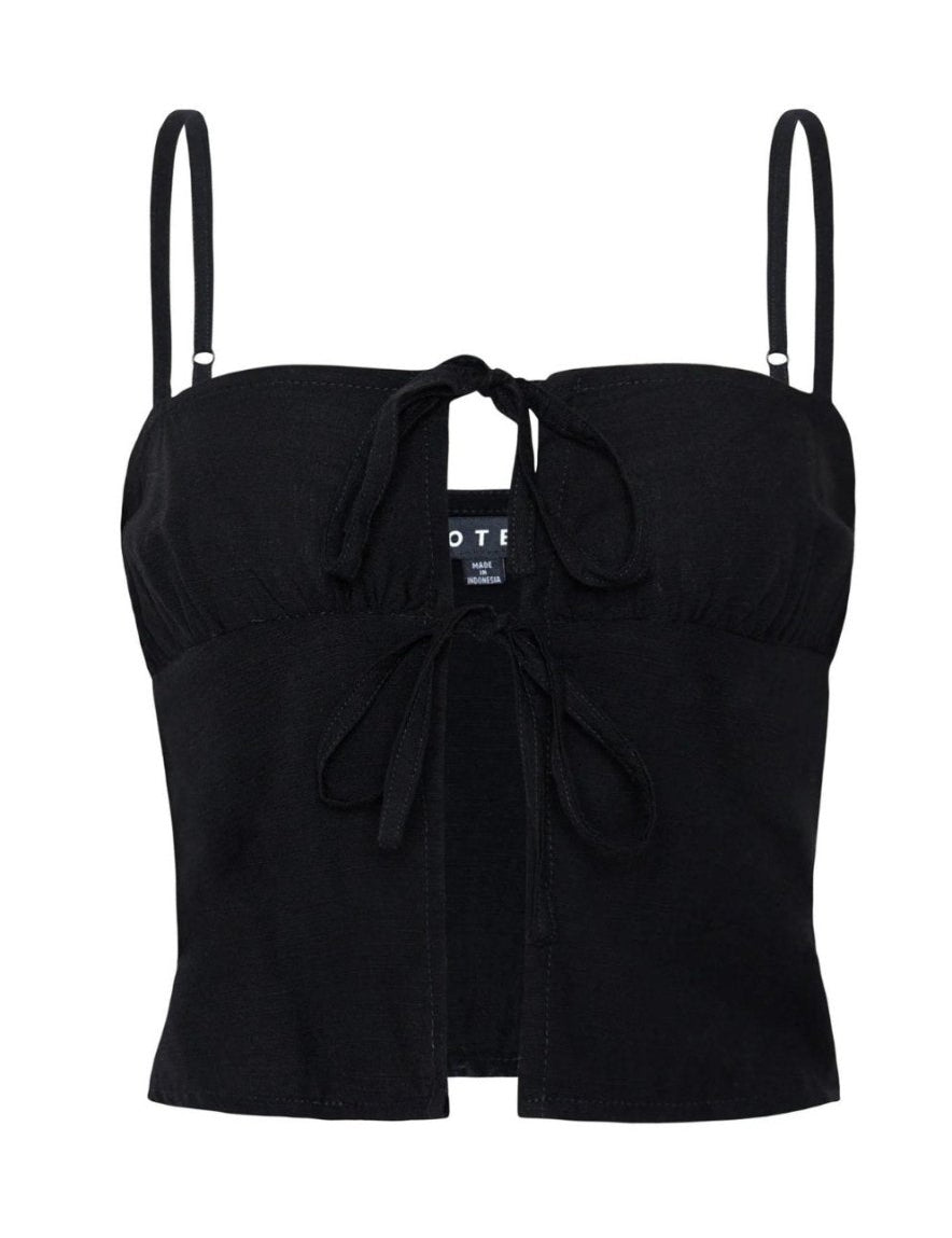 Raymi Tie Cami Top in Black - Highly Praise