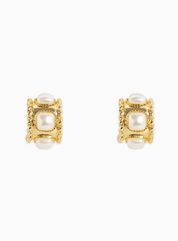 Rope Square Pearl Hoops