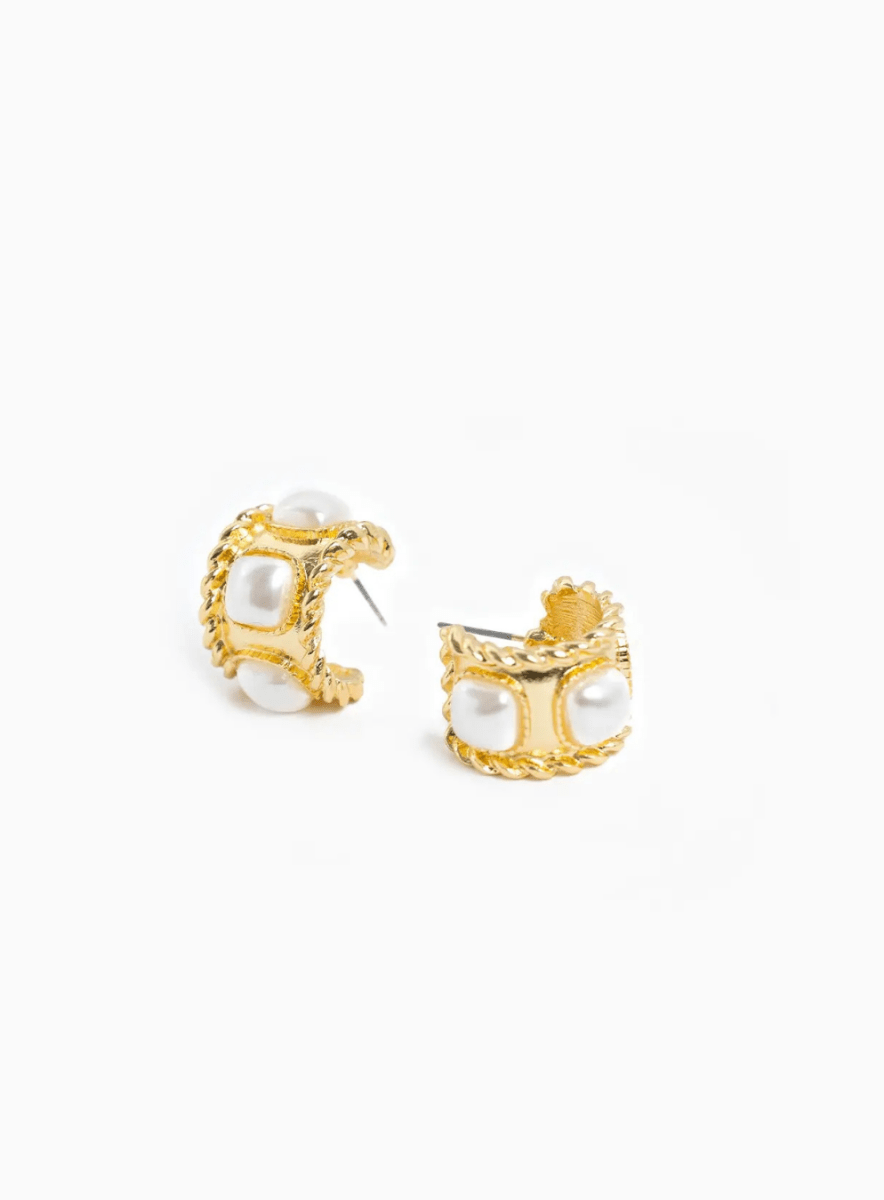 Rope Square Pearl Hoops