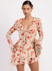 Ruffle Trim Sheer Peplum Top