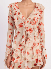 Ruffle Trim Sheer Peplum Top