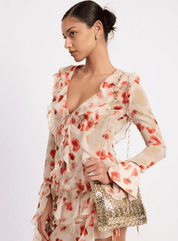 Ruffle Trim Sheer Peplum Top