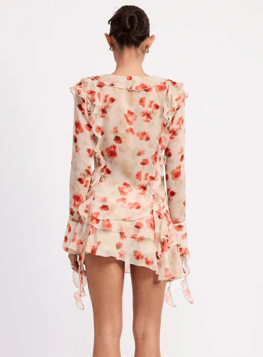 Ruffle Trim Sheer Peplum Top