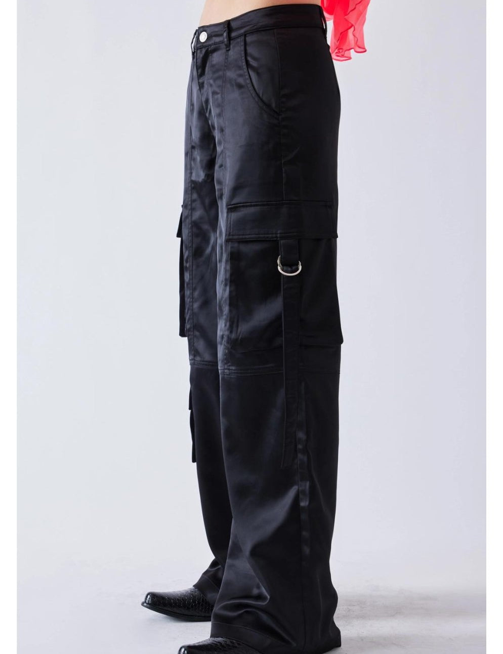 Satin Wide Leg Cargo in Black - Highly Praise