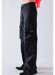 Satin Wide Leg Cargo in Black - Highly Praise