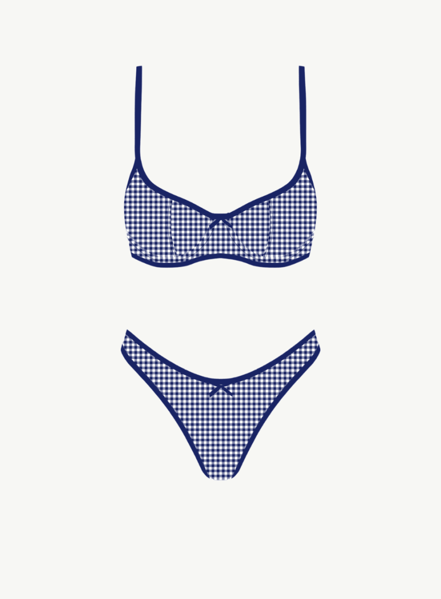 Seaside Picnic Bikini Set in Blue Gingham