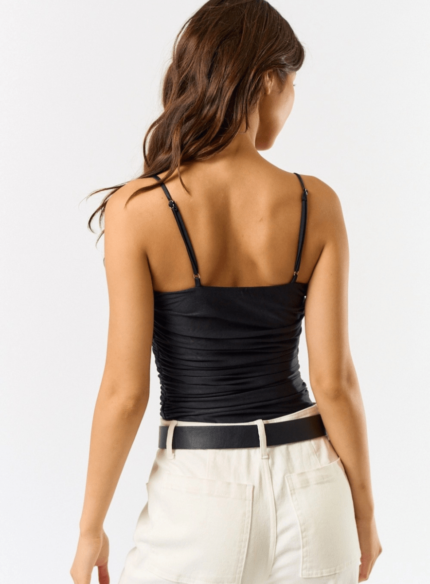 Side Ruched Sleeveless Bodysuit