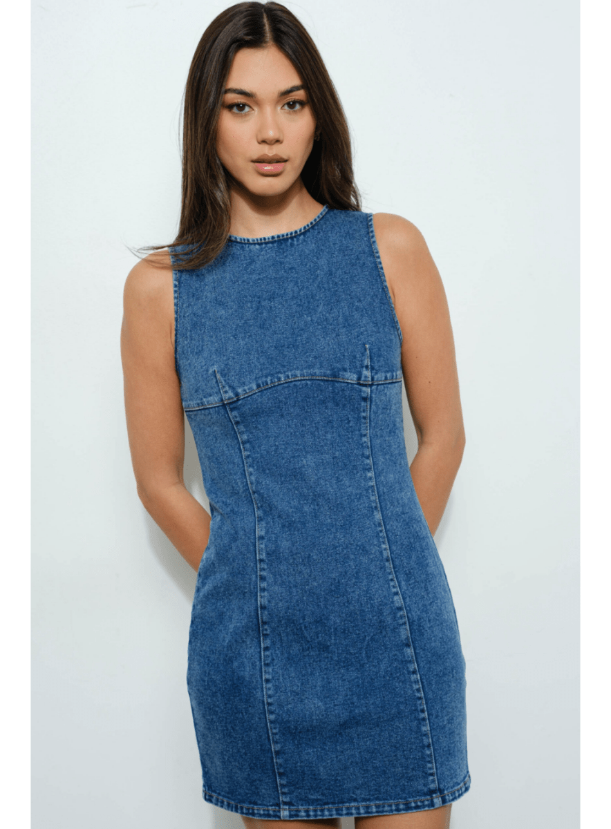 Sleeveless Mini Denim Dress