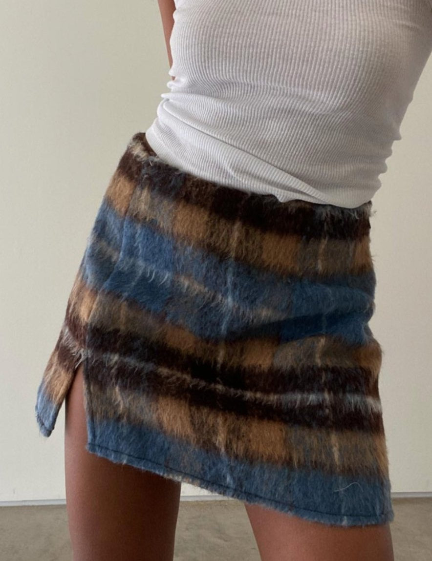 Slit Plaid Detail Mini Skirt - Highly Praise