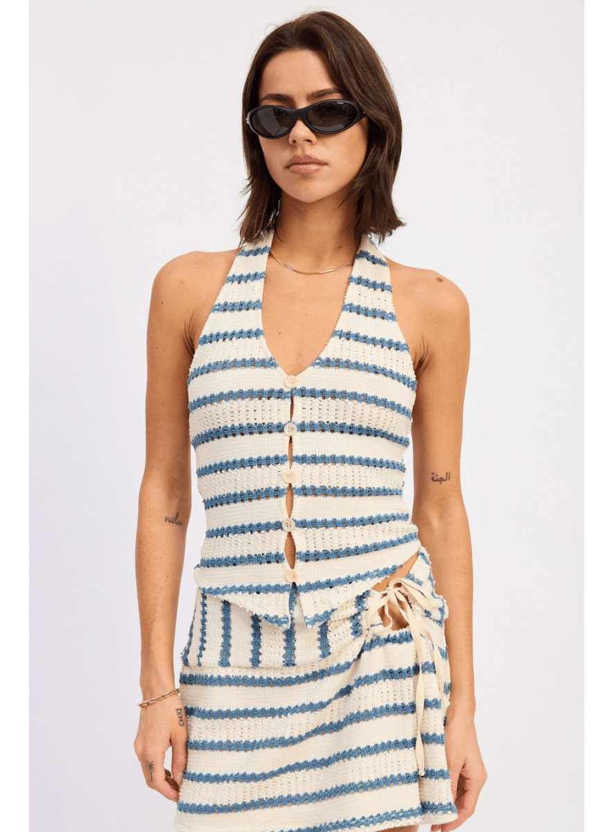 Stevie Stripped Mini Wrap Skirt