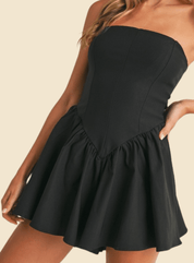 Strapless Flared Dropwaist Romper