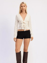 Tie Front Lace Long Sleeve