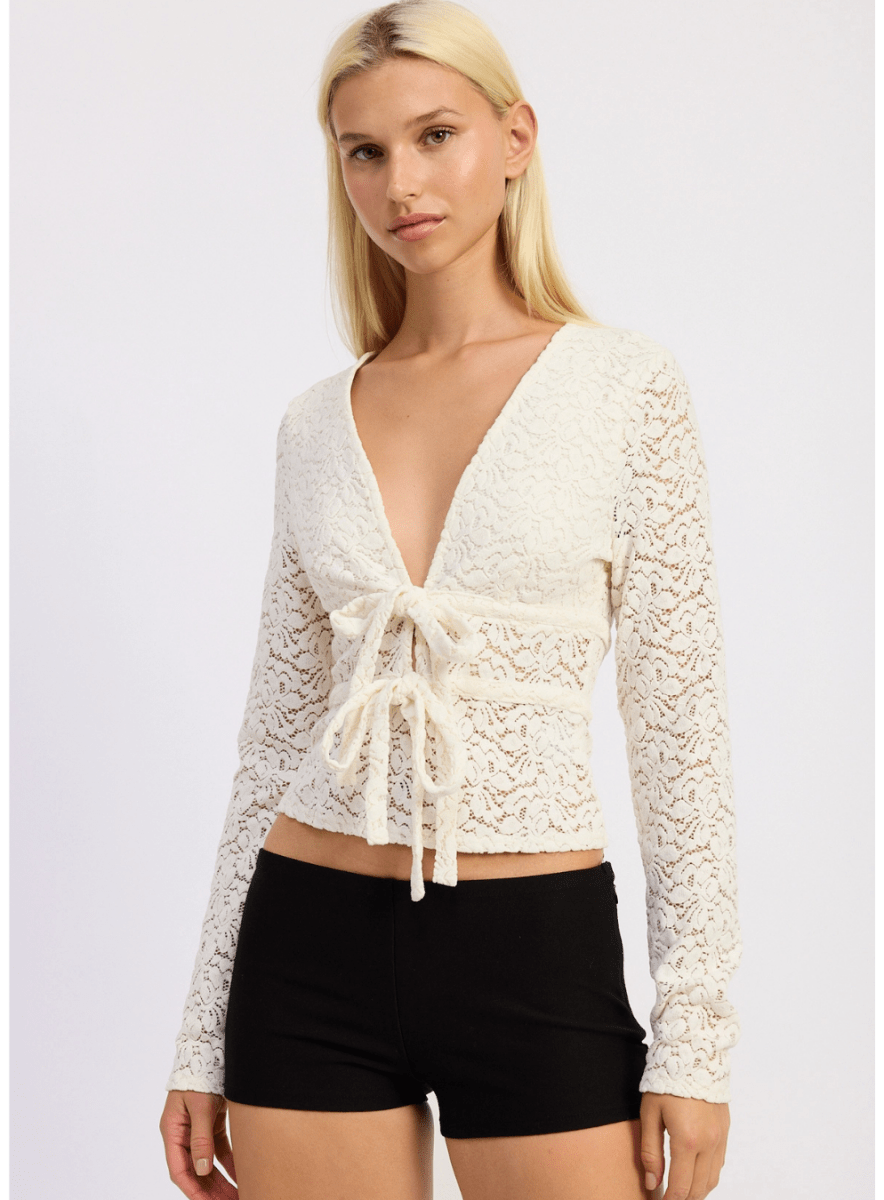 Tie Front Lace Long Sleeve