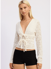 Tie Front Lace Long Sleeve