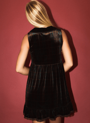 Velvet Collared Sleeveless Mini Dress