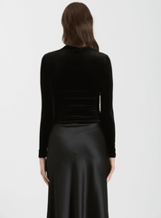 Velvet Square Neck Long Sleeve Top
