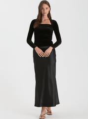 Velvet Square Neck Long Sleeve Top
