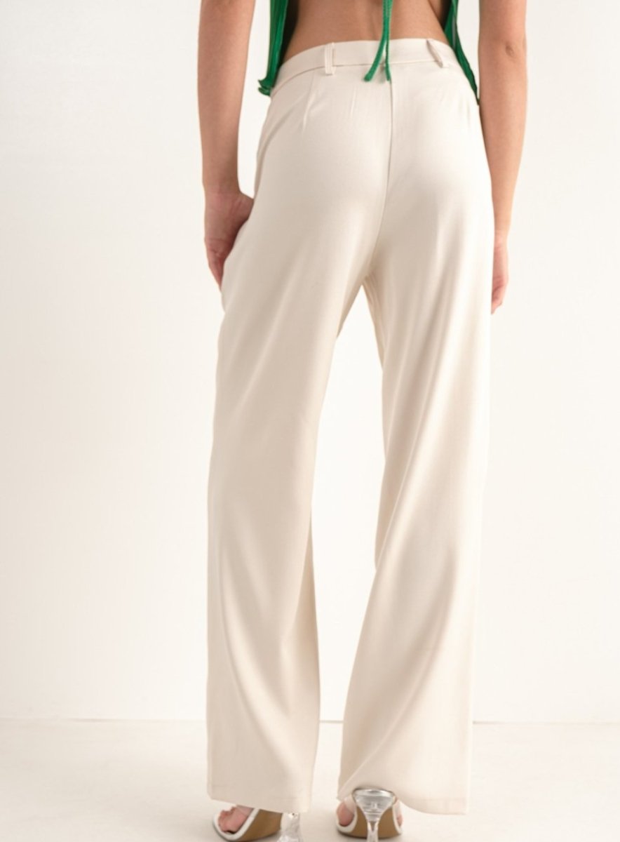 Wide Leg Trousers - Bone - Highly Praise