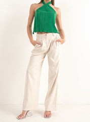 Wide Leg Trousers - Bone - Highly Praise