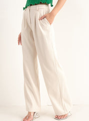 Wide Leg Trousers - Bone - Highly Praise