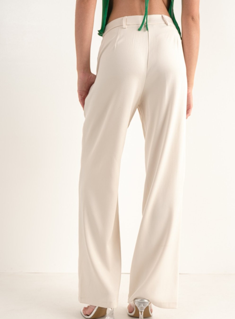 Wide Leg Trousers - Bone - Highly Praise