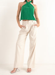 Wide Leg Trousers - Bone - Highly Praise
