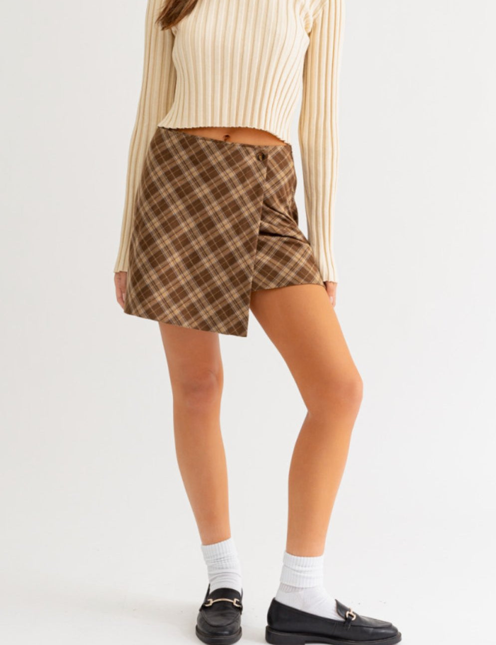 Wrap Plaid Mini Skirt - Highly Praise
